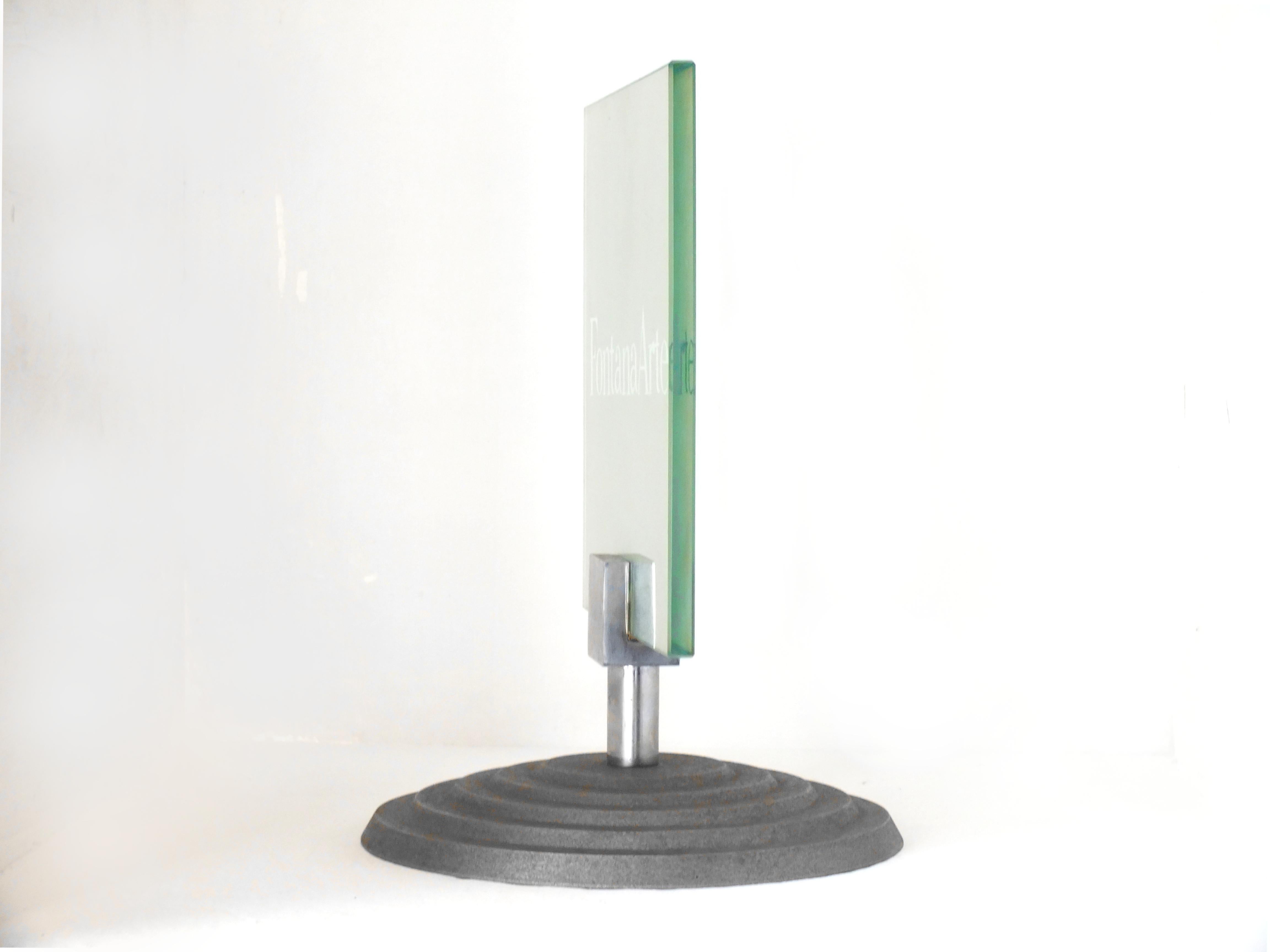 Fontana Arte diseño muy raro Grabado  carteles de mesa de cristal para galería años '80 en Bueno estado para la venta en Biella, IT