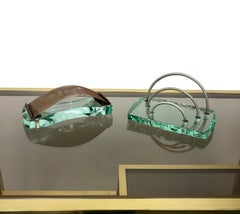 Fontana Arte Desk Accessories Glass Set Letter Holder and Blotter 1950s Italy