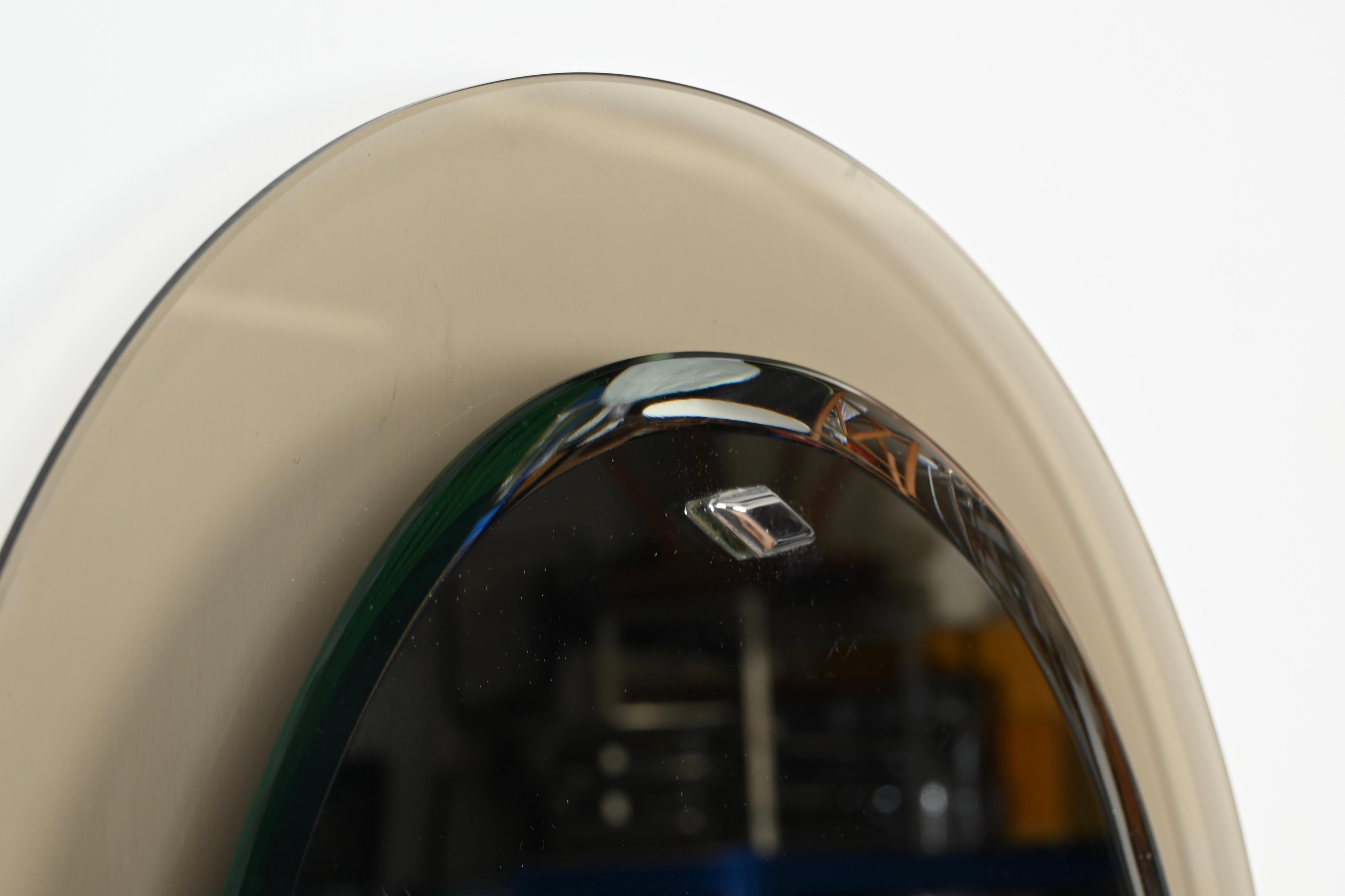 Fontana Arte Dove Grey Italian Oval Beveled Mirror by Max Ingrand, Italy 1950s 4