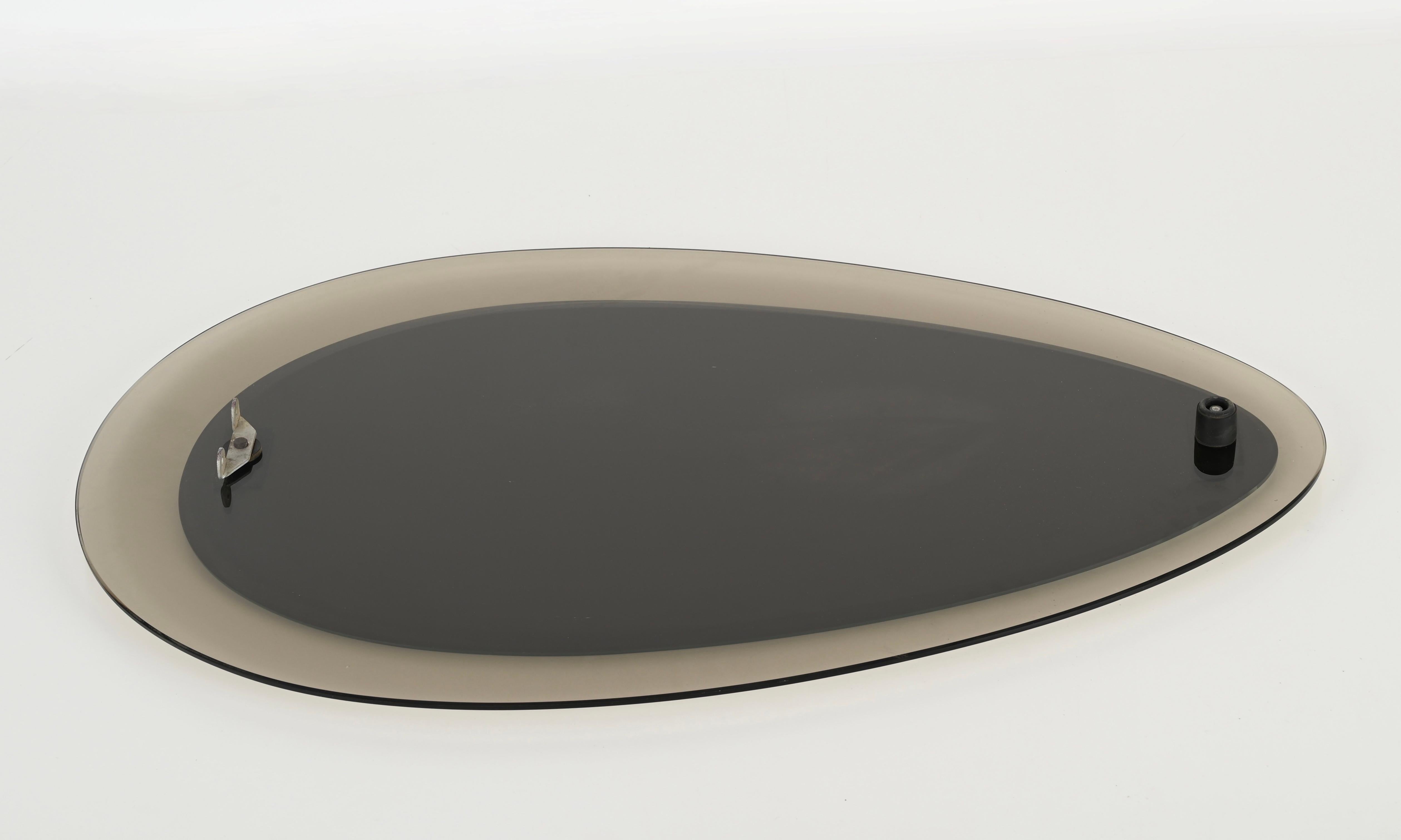 Fontana Arte Dove Grey Italian Oval Beveled Mirror by Max Ingrand, Italy 1950s 1