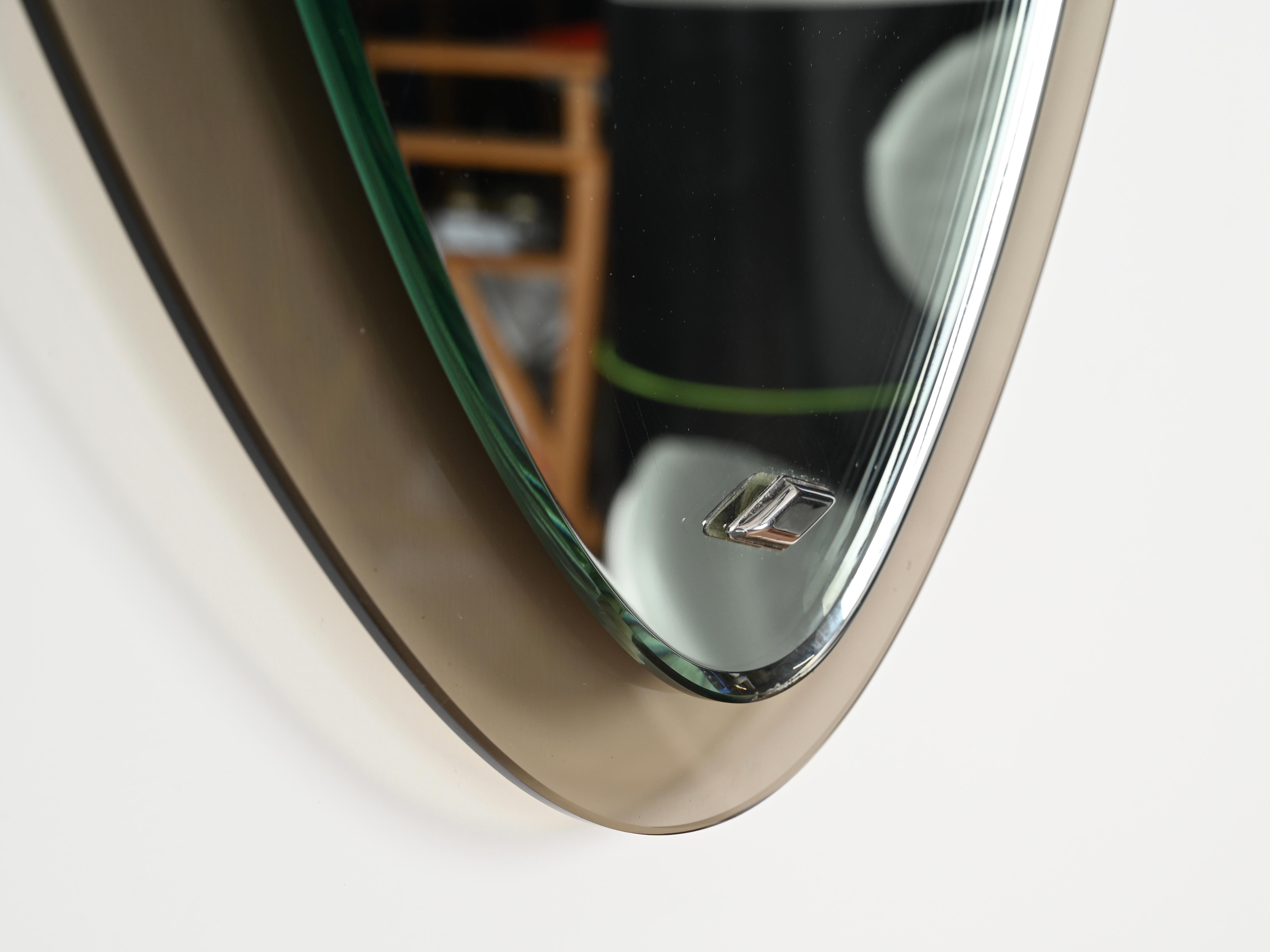 Fontana Arte Dove Grey Italian Oval Beveled Mirror by Max Ingrand, Italy 1950s 2