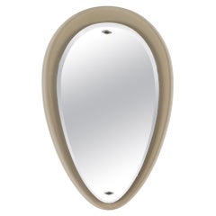 Fontana Arte Dove Grey Italian Oval Beveled Mirror by Max Ingrand, Italy 1950s