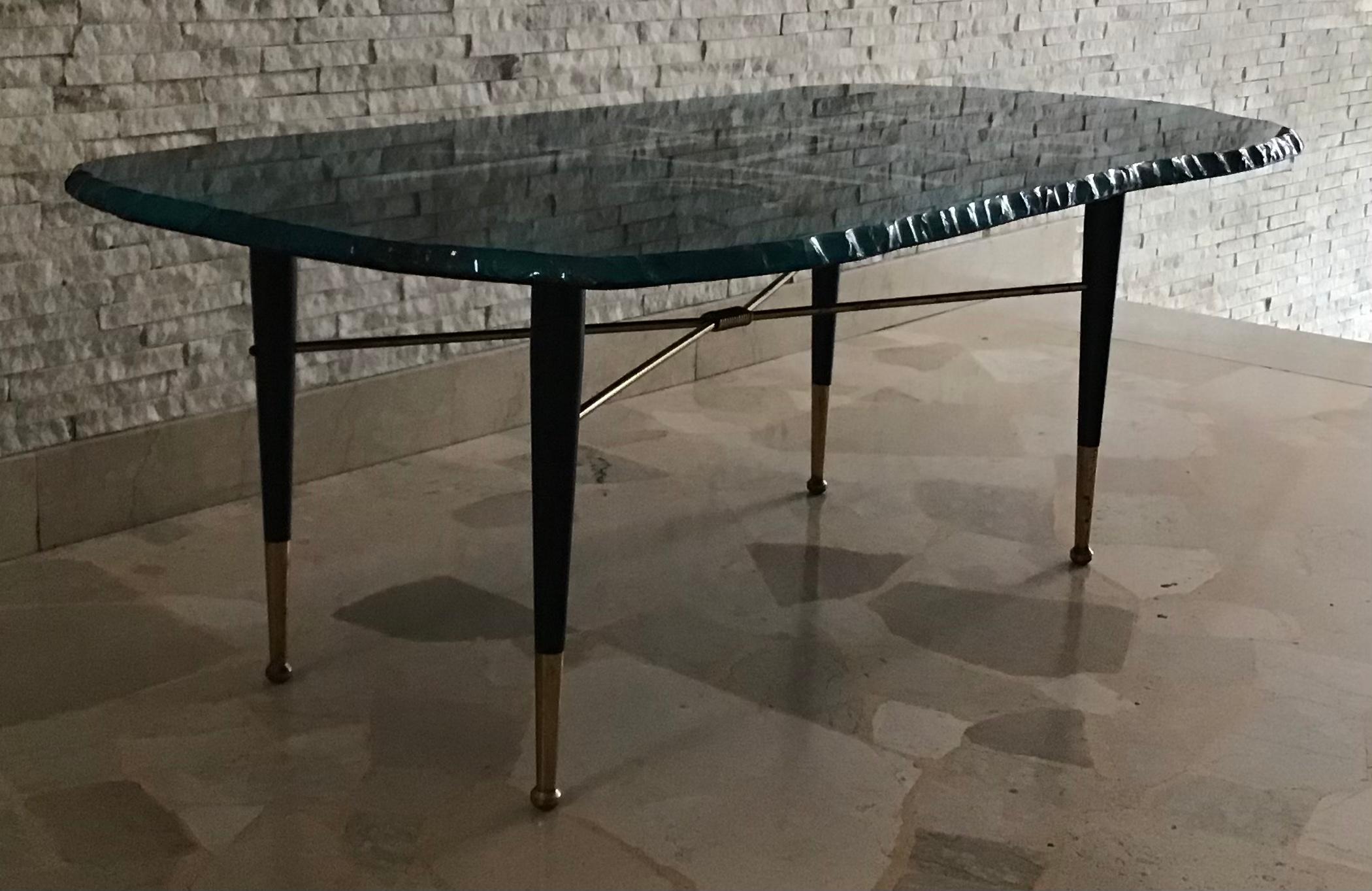 Fontana Arte “Dube’” Cocktail Table Brass Iron Glass 1952 Italy  5