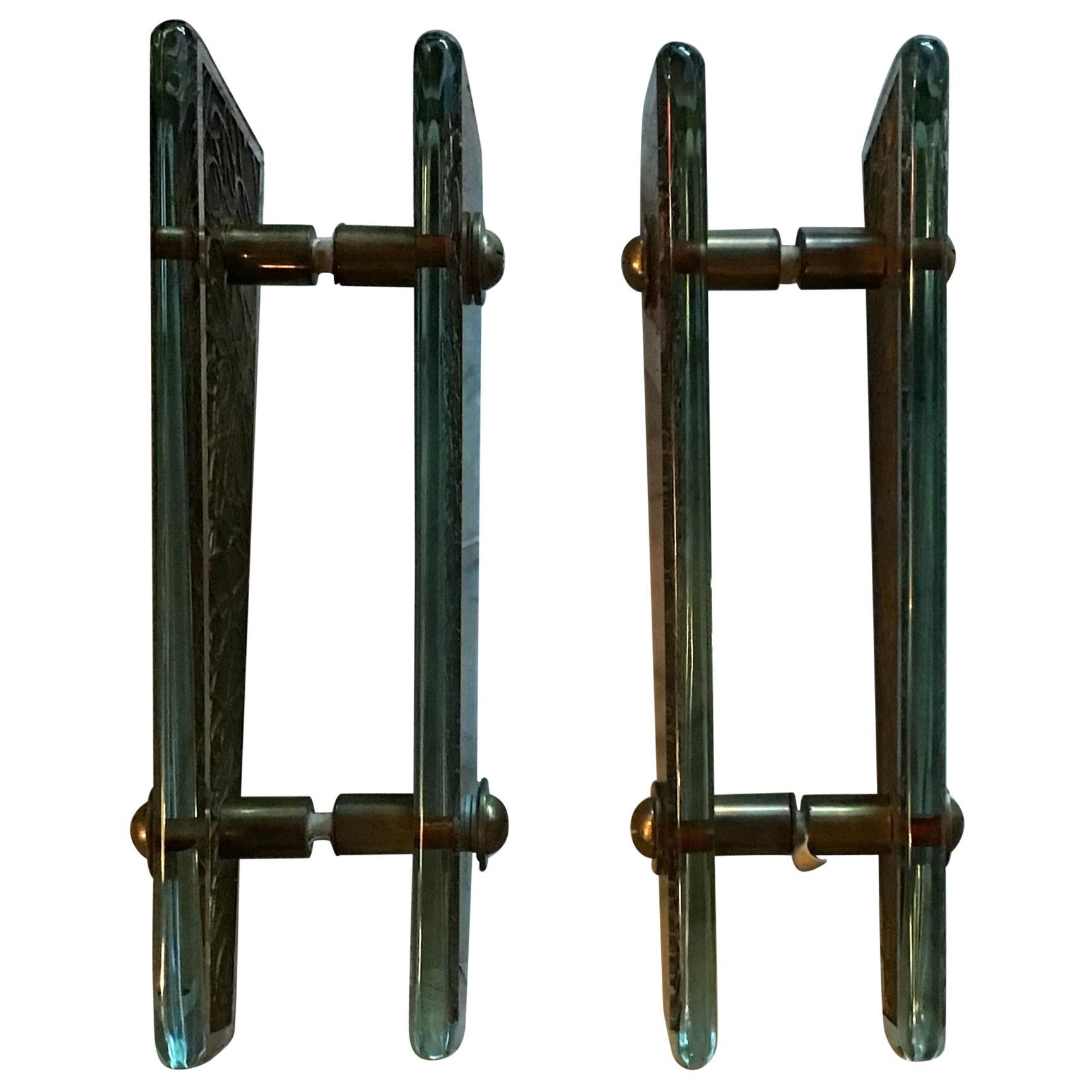 Fontana Arte "Dube" Asas de vidrio grabado Latón, 1950, Italia en venta