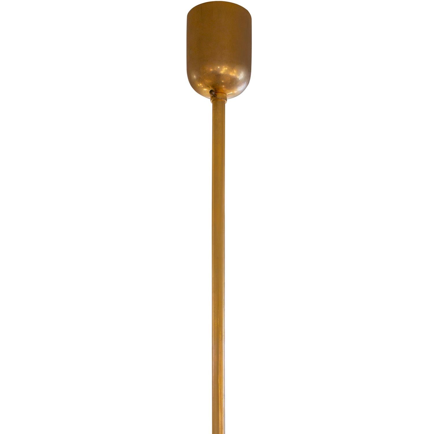 Hand-Crafted Fontana Arte Elegant 4-Light Glass and Brass Chandelier 1940s For Sale