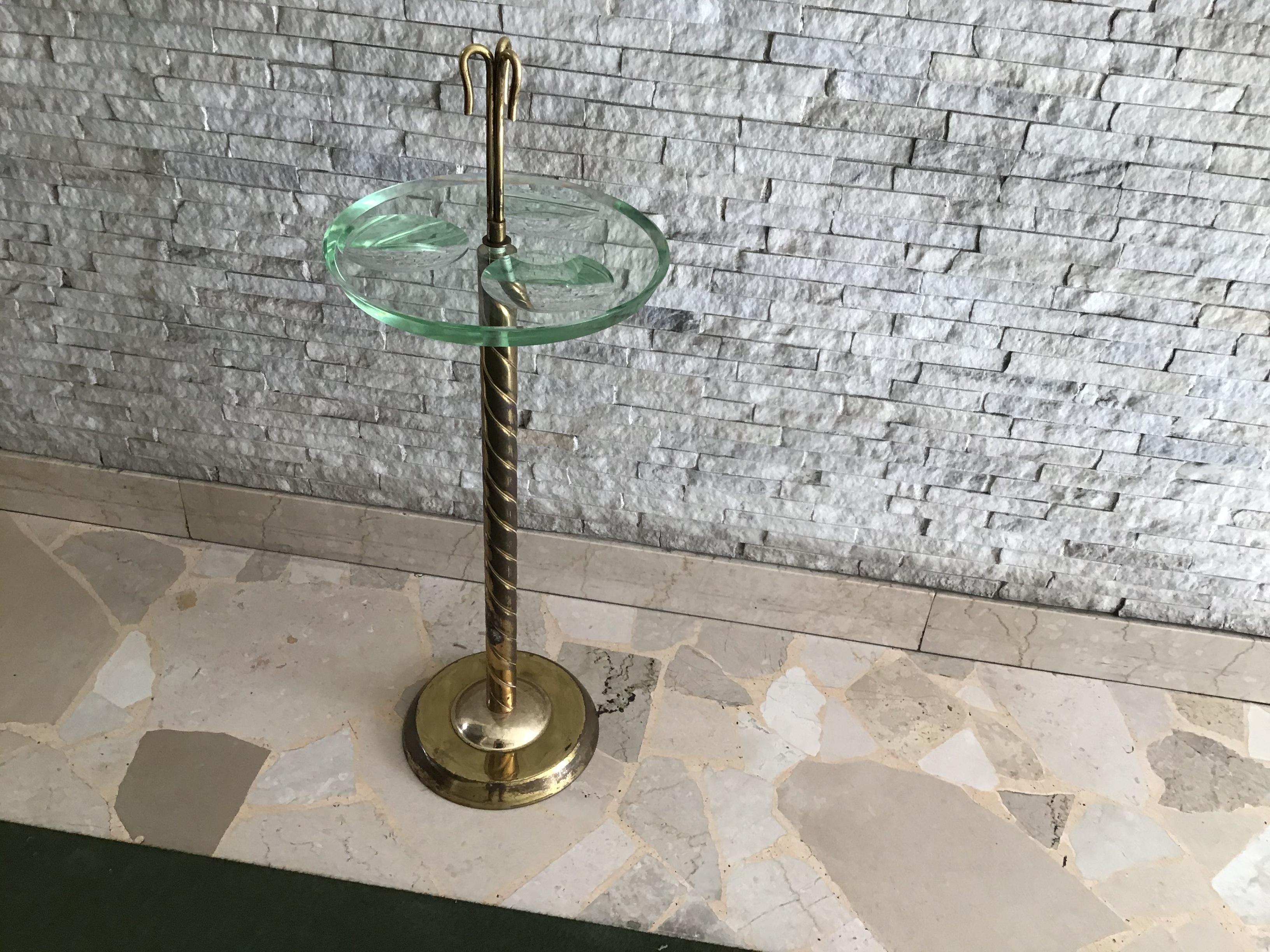 Fontana Arte Floor Ashtray Brass Glass, 1955, Italy For Sale 1