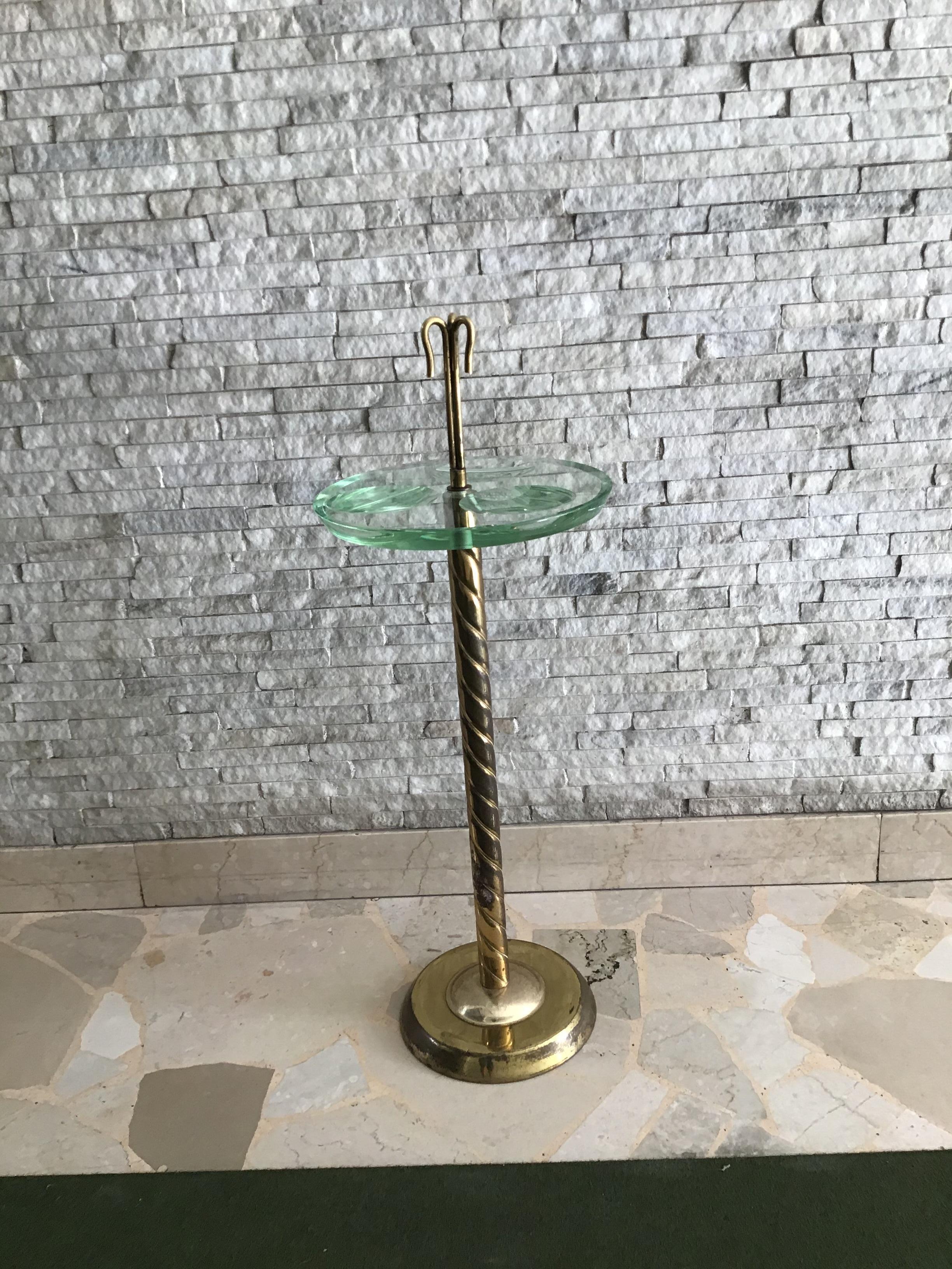 Fontana Arte Floor Ashtray Brass Glass, 1955, Italy For Sale 2