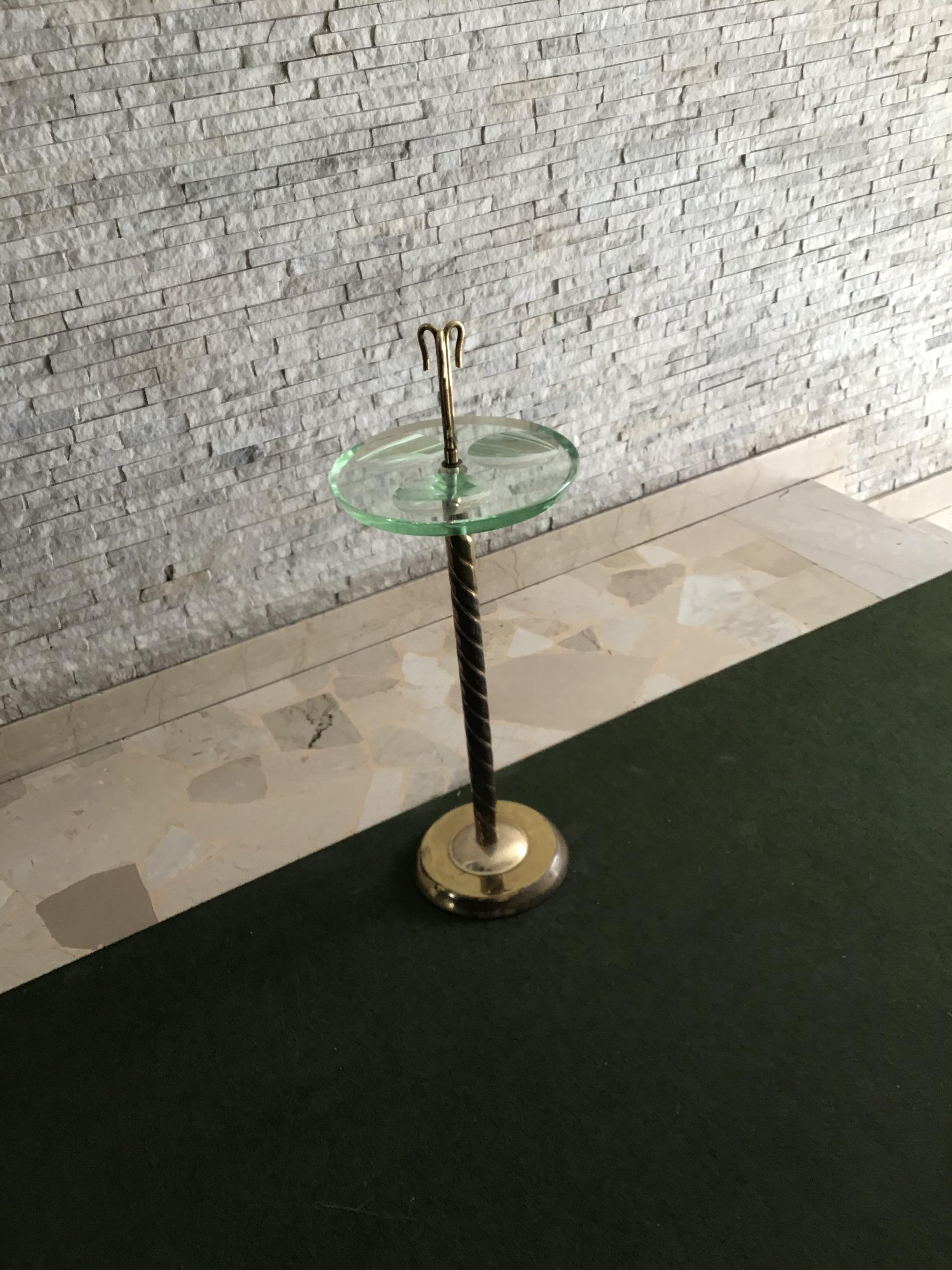 Fontana Arte floor ashtray brass glass, 1955, Italy.