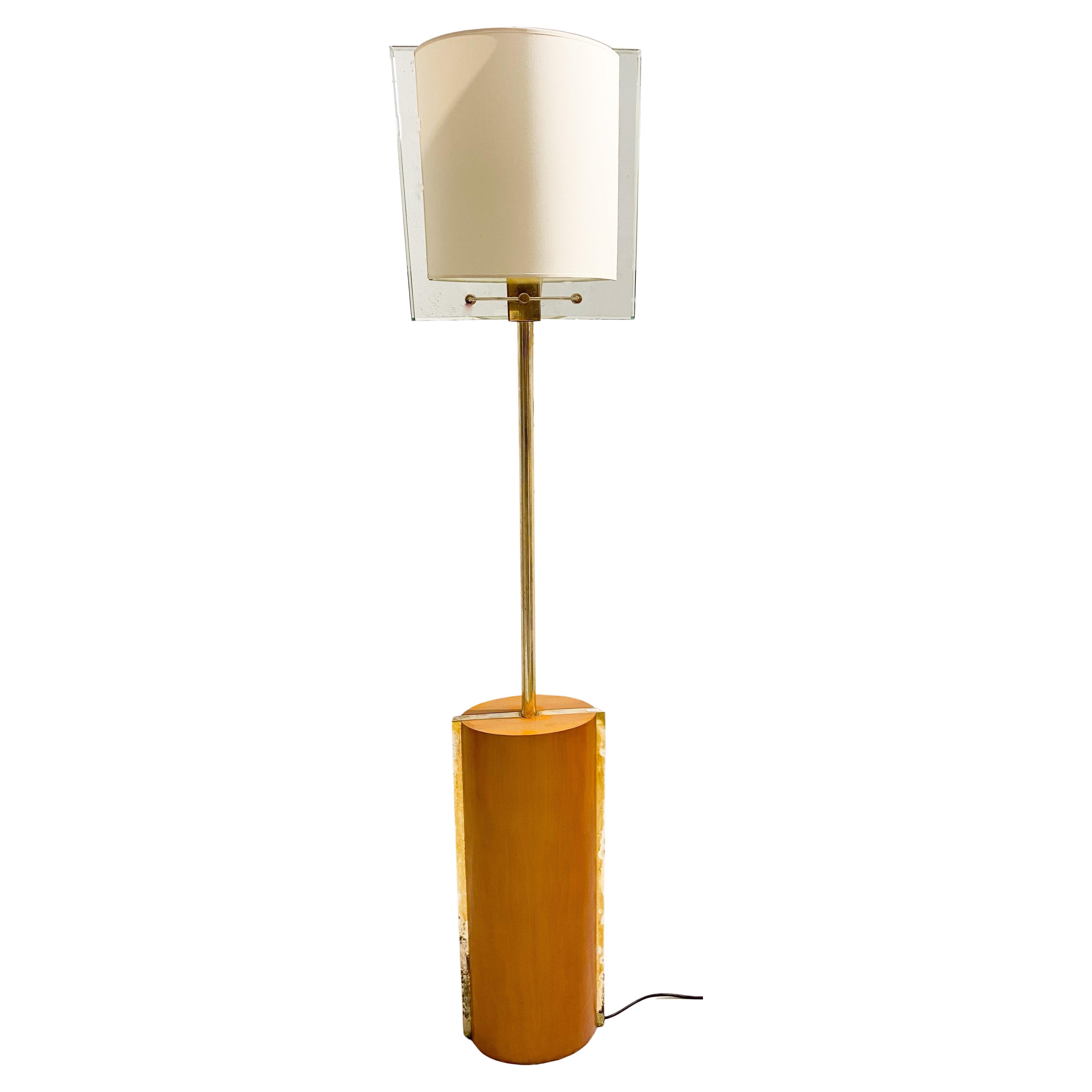 Stehlampe Fontana Arte von Nathalie Grenon aus Glas und Holz, Italien, 1990 im Angebot