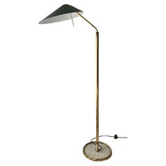 Fontana Arte floor lamp in lacquer, brass and glass, circa 1950