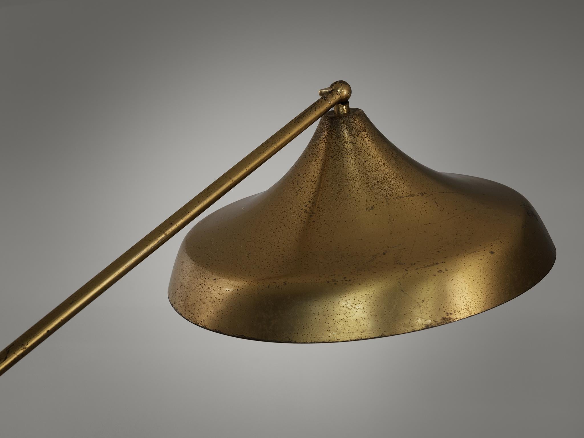 Lampadaire Fontana Arte en laiton patiné et verre Bon état - En vente à Waalwijk, NL