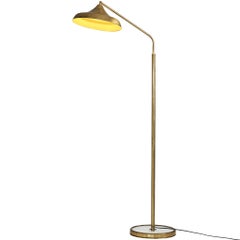 Stehlampe Fontana Arte aus patiniertem Messing und Glas