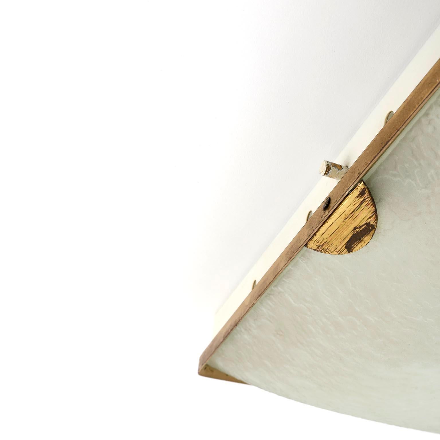 Fontana Arte Flushmount Light or Sconce, Brass Glass, 1950s 1