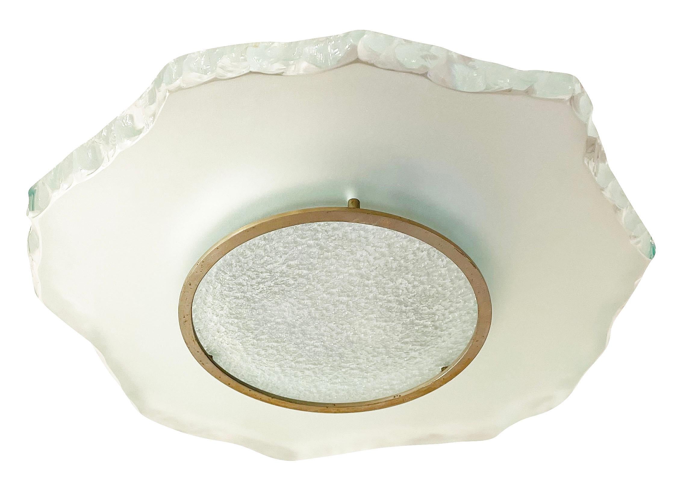 Mid-Century Modern Fontana Arte Flush Mount Model 2312 by Max Ingrand, Two Available