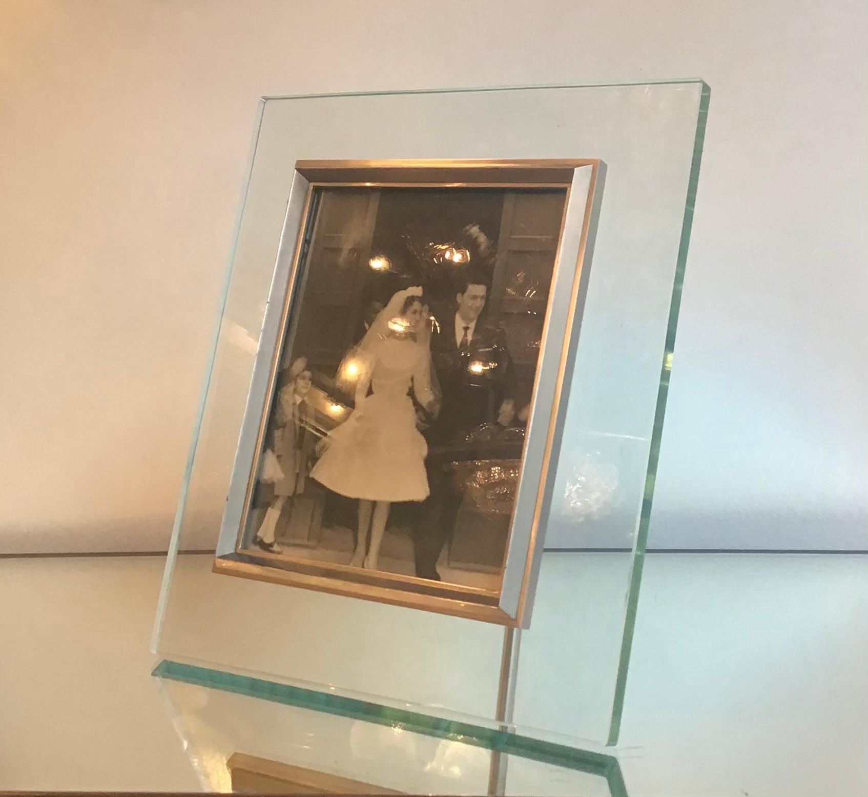 Fontana Arte Frame Glass Metal Crome 1960 Italy In Excellent Condition For Sale In Milano, IT