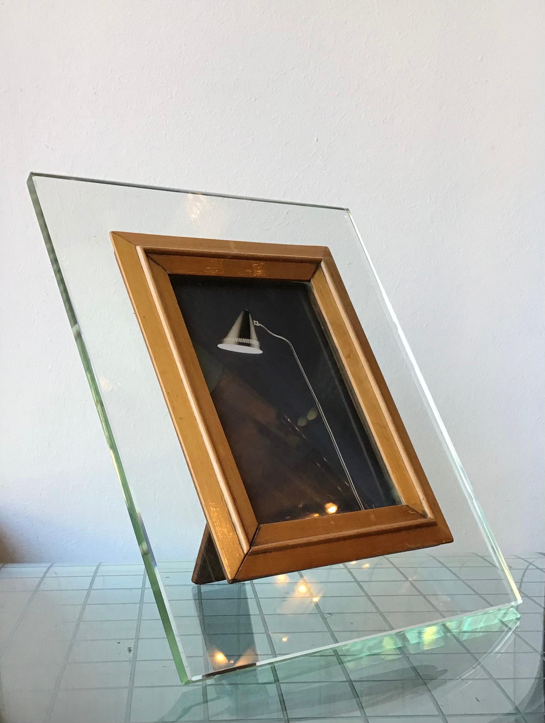 Mid-20th Century Fontana Arte Frame Glass Wood, 1950, Italy For Sale