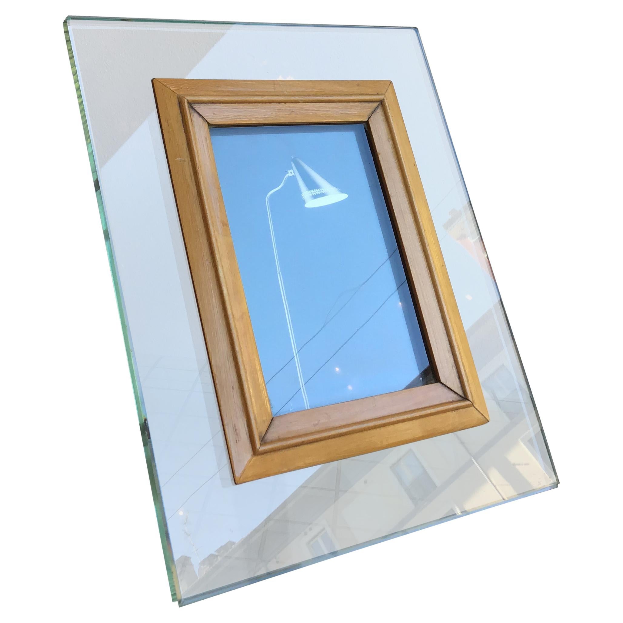 Fontana Arte DoubleSided Glass Frame with Mirror, Italy, 1980s Photo