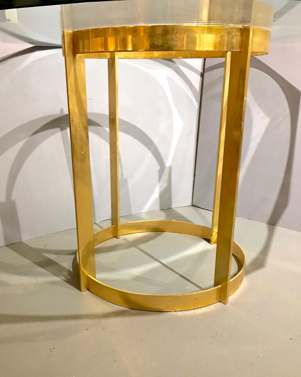 Minimalist Fontana Arte Gilt Bronze and Glass Center Table