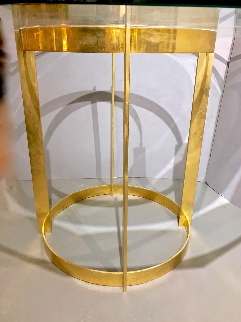 Gold Plate Fontana Arte Gilt Bronze and Glass Center Table