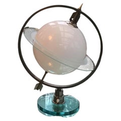 Fontana Arte "Gio Ponti" Stil Table Lamp Glass Metal Chrome 1955 Italy