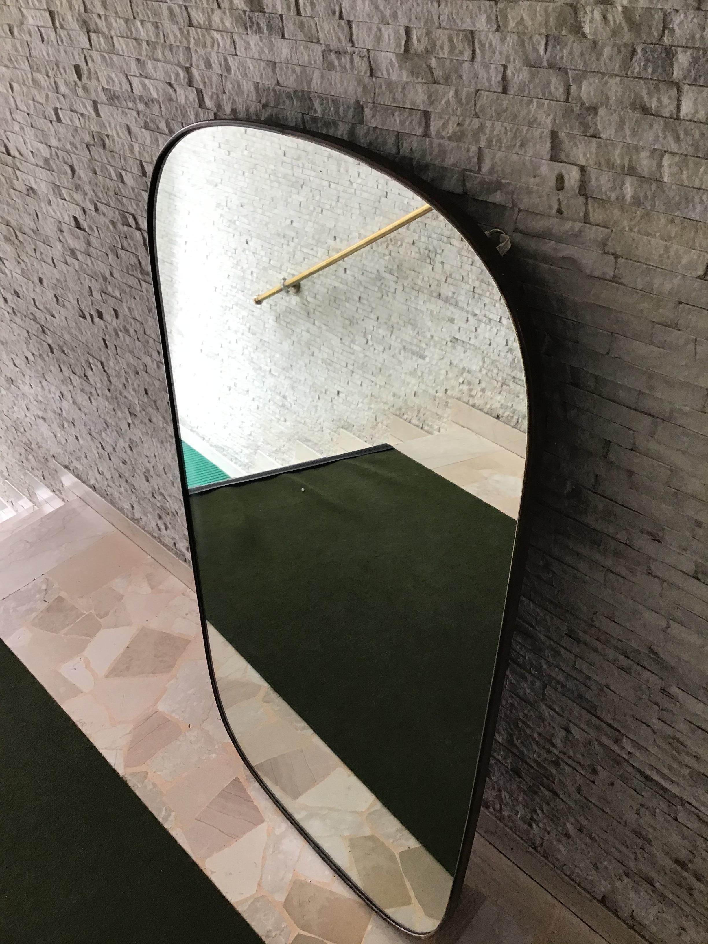 Fontana Arte Gio’ Ponti Mirror Brass Wood Glass, 1940, Italy In Excellent Condition In Milano, IT