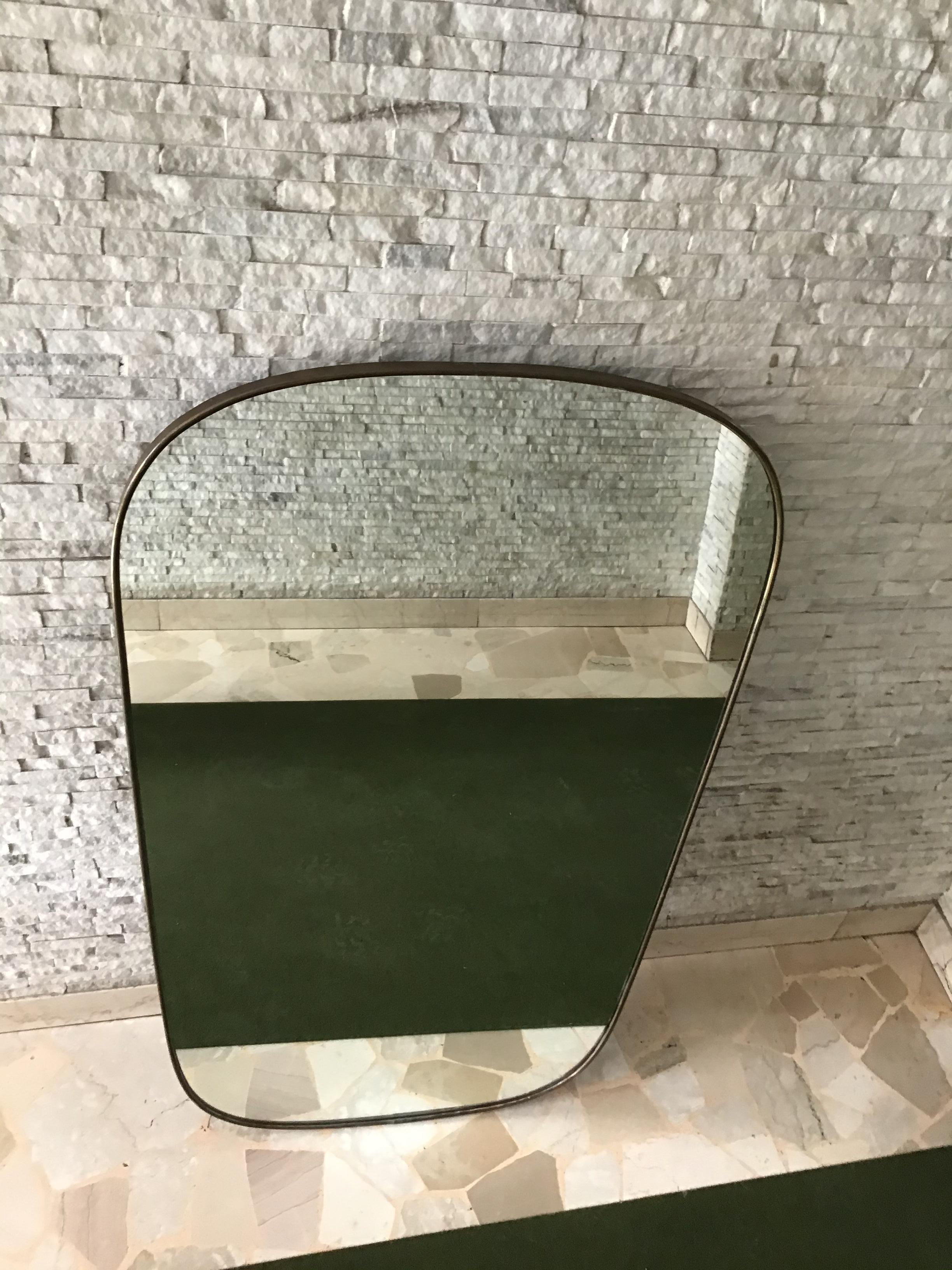 Fontana Arte Gio’ Ponti Mirror Brass Wood Glass, 1940, Italy 3