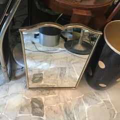 Atrib to Fontana Arte “Gio Ponti” Mirror Brass Wood Mirrored Glass, 1950, Italy