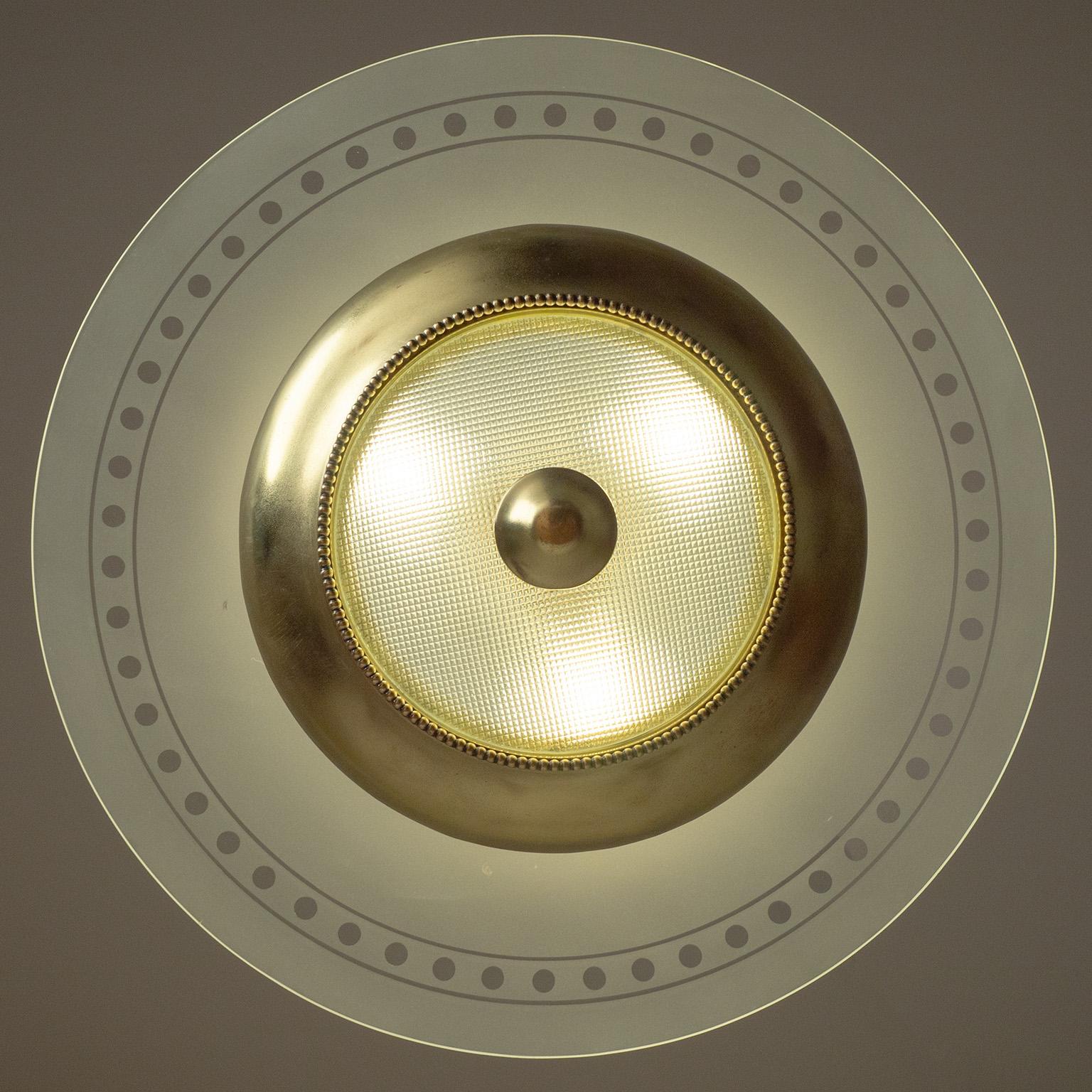 Lampadario in vetro e ottone di Fontana Arte, anni '40 In condizioni buone in vendita a Vienna, AT
