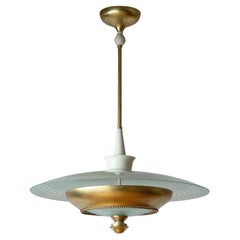 Fontana Arte Glass and Brass Chandelier, 1940s