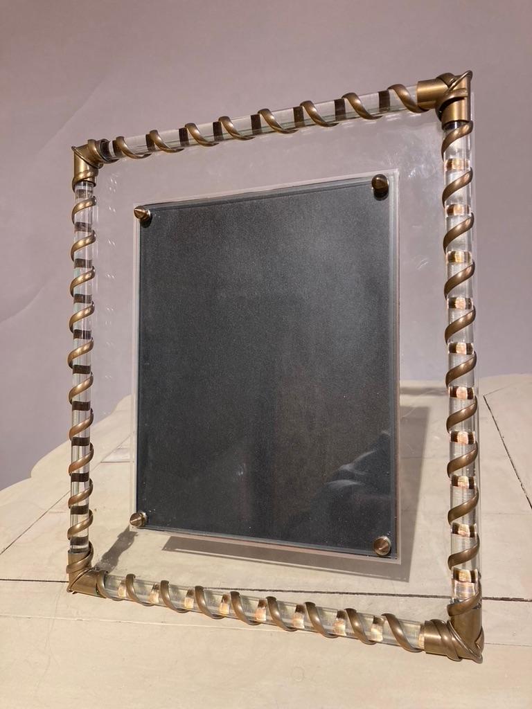 Fontana Arte Glass and Brass Picture Frame For Sale 3