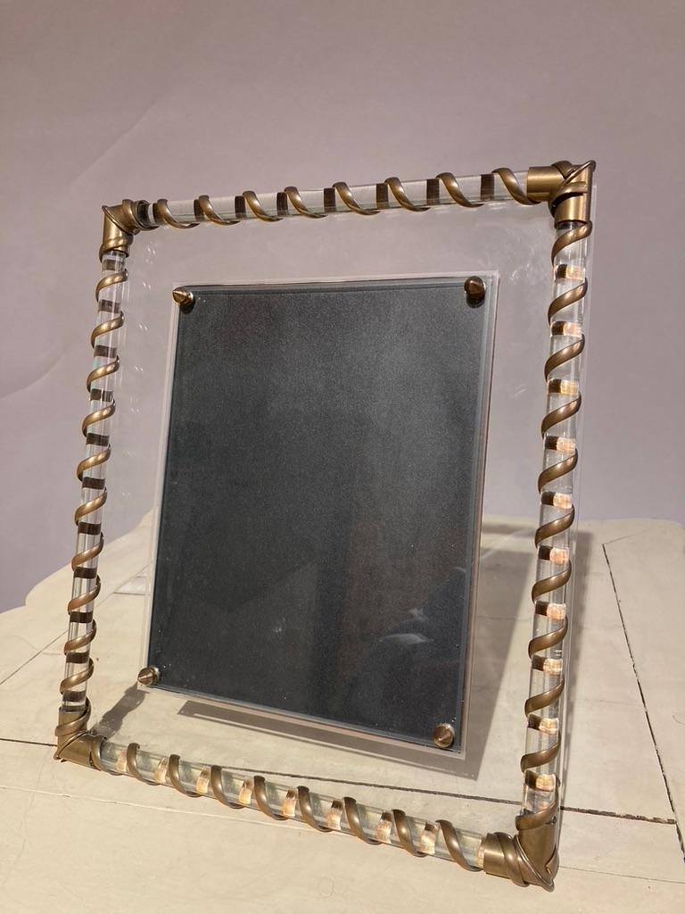 Fontana Arte Glass and Brass Picture Frame For Sale 1
