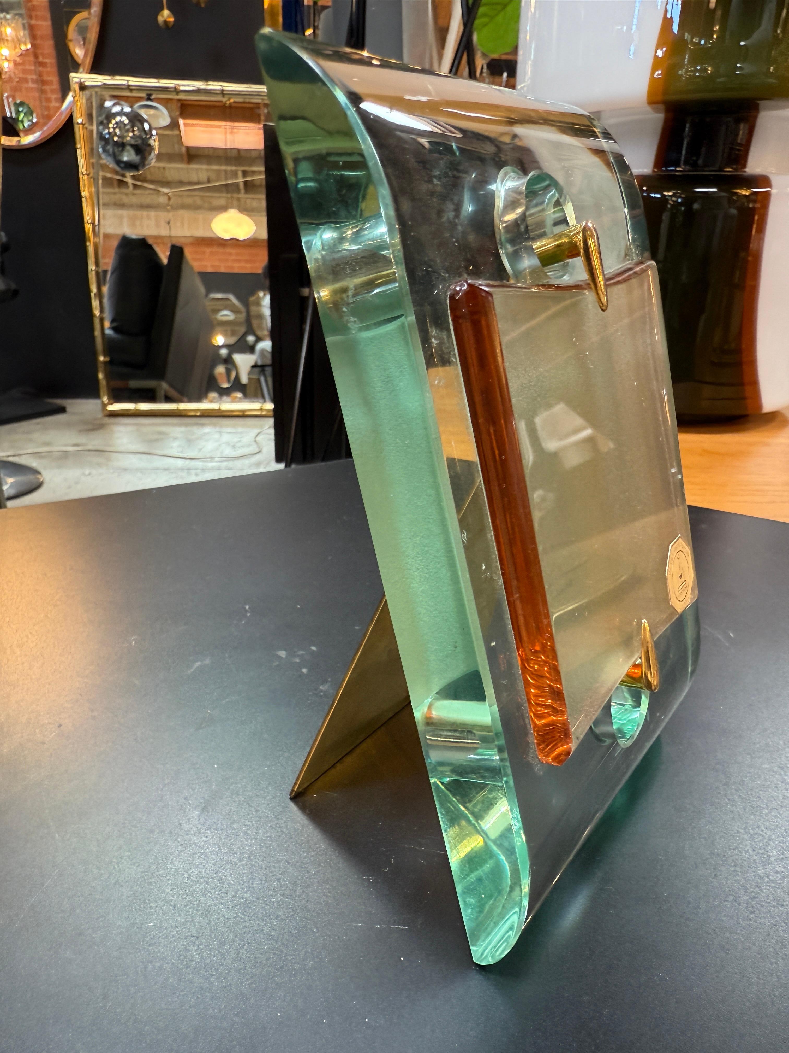 Metà XX secolo Cornice in vetro e ottone di Fontana Arte, Italia, 1960 in vendita
