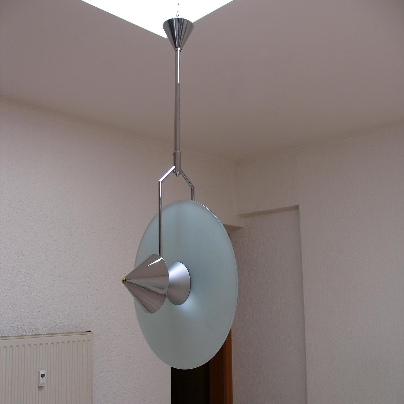 Fontana Arte Plafón de cristal y cromo, Italia Años 80 en Bueno estado para la venta en Bochum, NRW