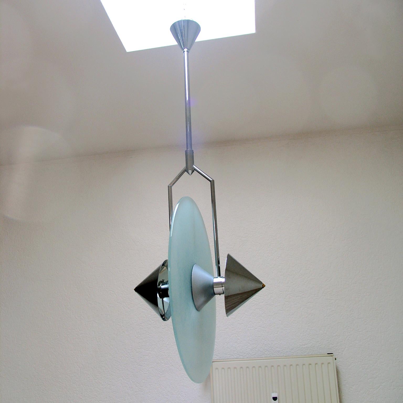 Fontana Arte Plafón de cristal y cromo, Italia Años 80 Vidrio en venta