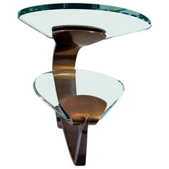 Retro Fontana Arte Glass and Patinated Brass Wall Mount Coat Hook, Italy 1950s