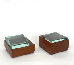 Fontana Arte Glas und Nussbaum Wood Boxen Edited by Fontana Arte c1940