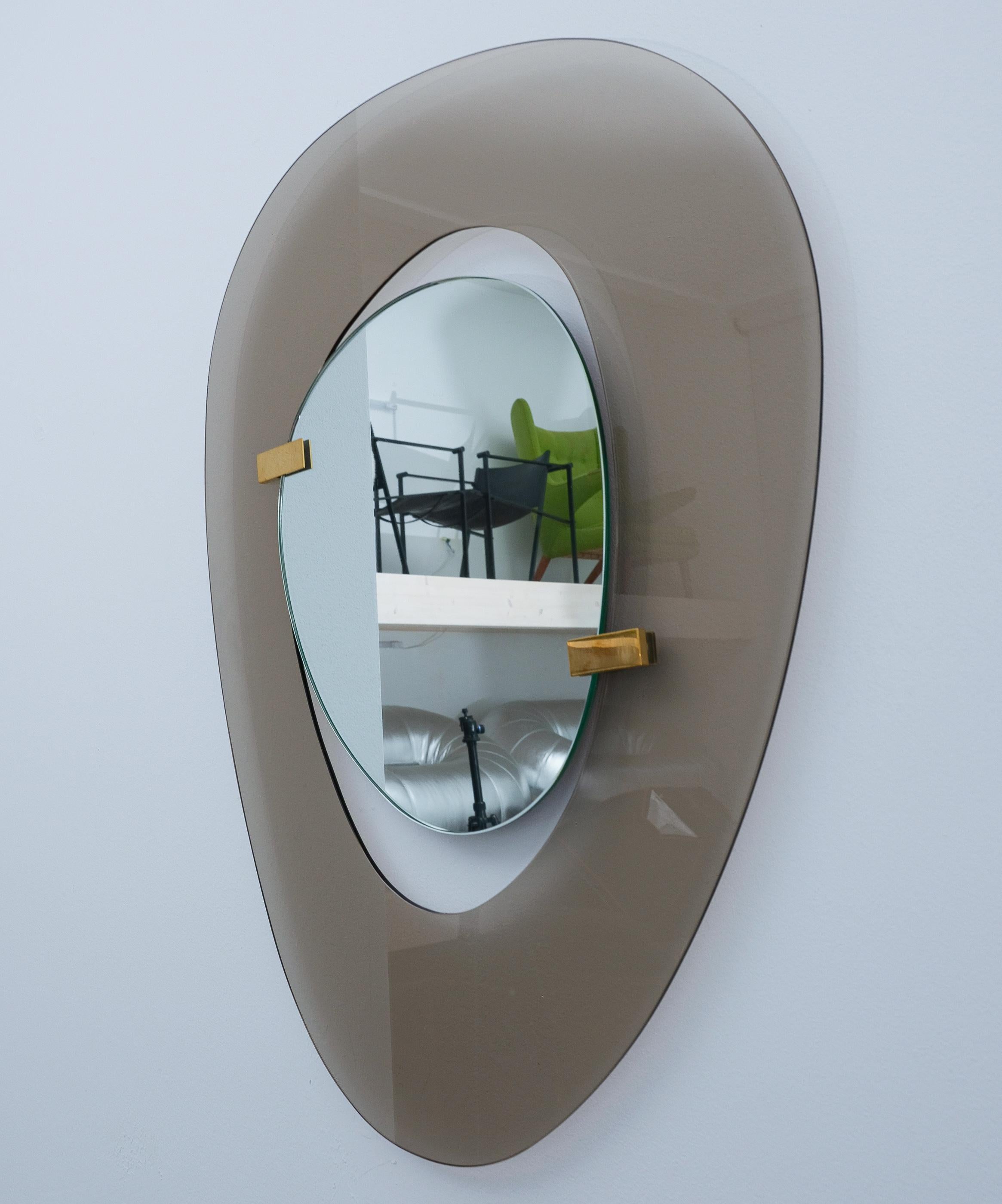 italien Miroir à cadre en verre de Fontana Arte par Max Ingrand, Italie, vers 1958 en vente