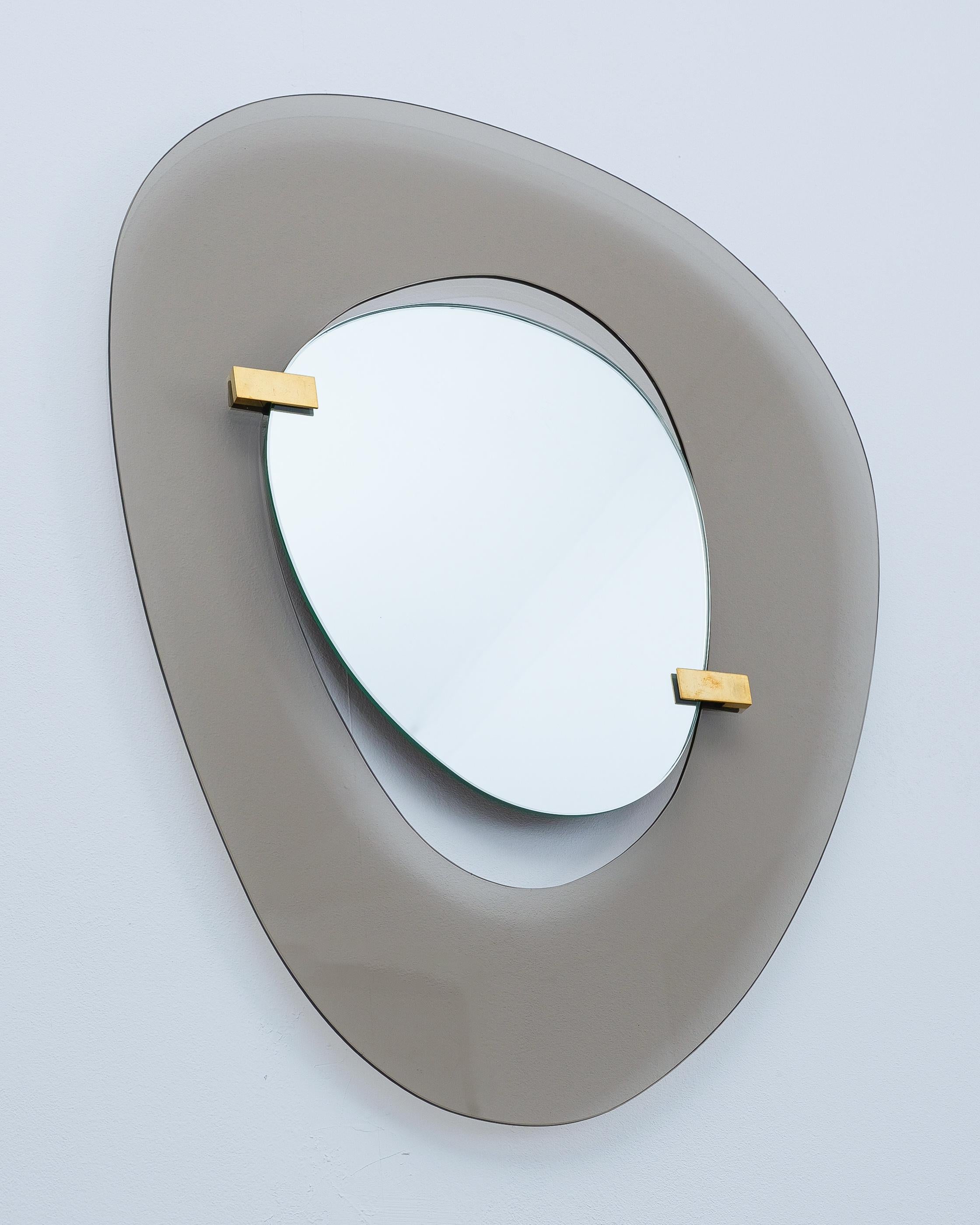 Laiton Miroir à cadre en verre de Fontana Arte par Max Ingrand, Italie, vers 1958 en vente