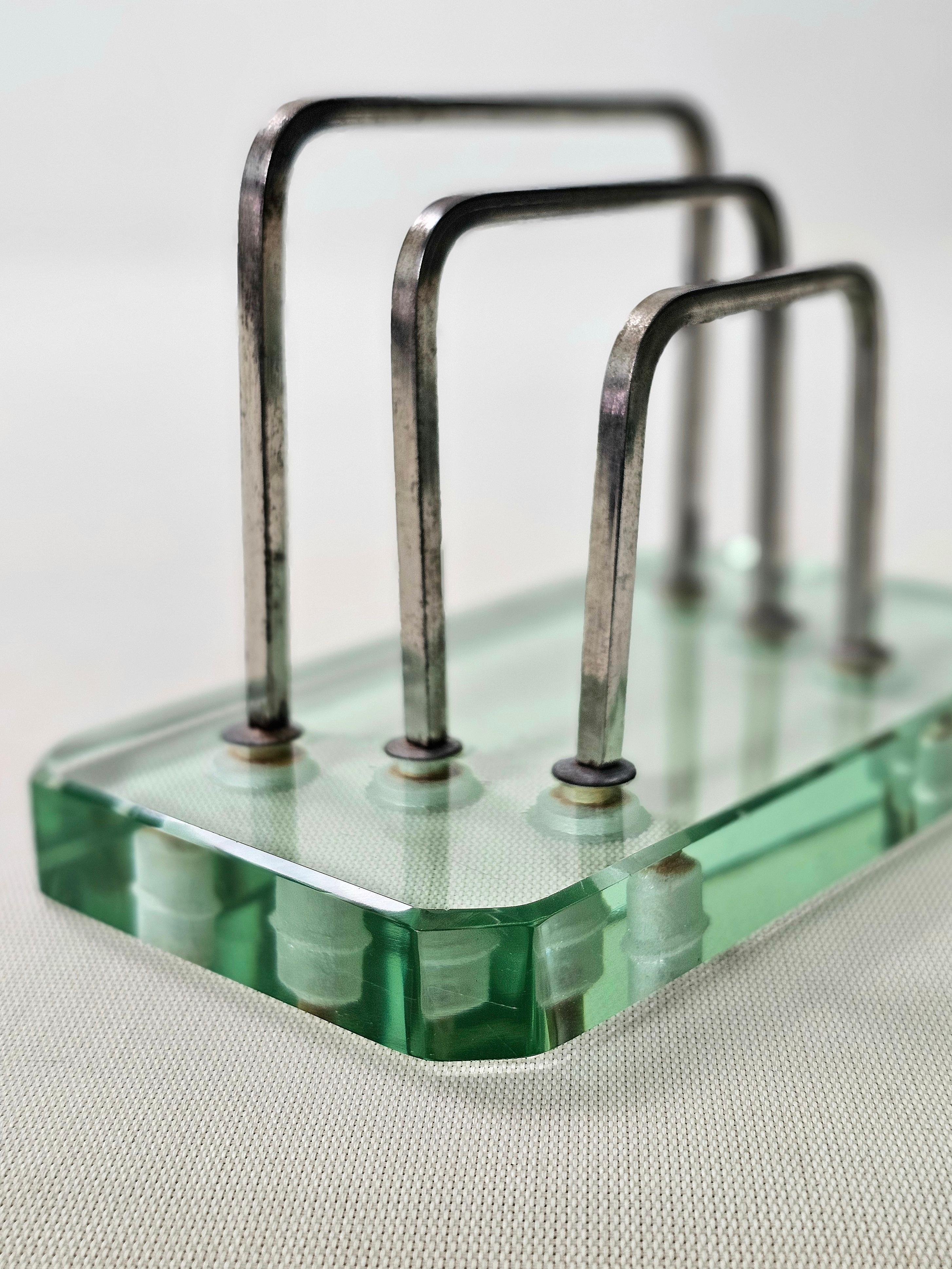 Fontana Arte Glass Italian Design 1950s Desk Sets of 3 For Sale 7