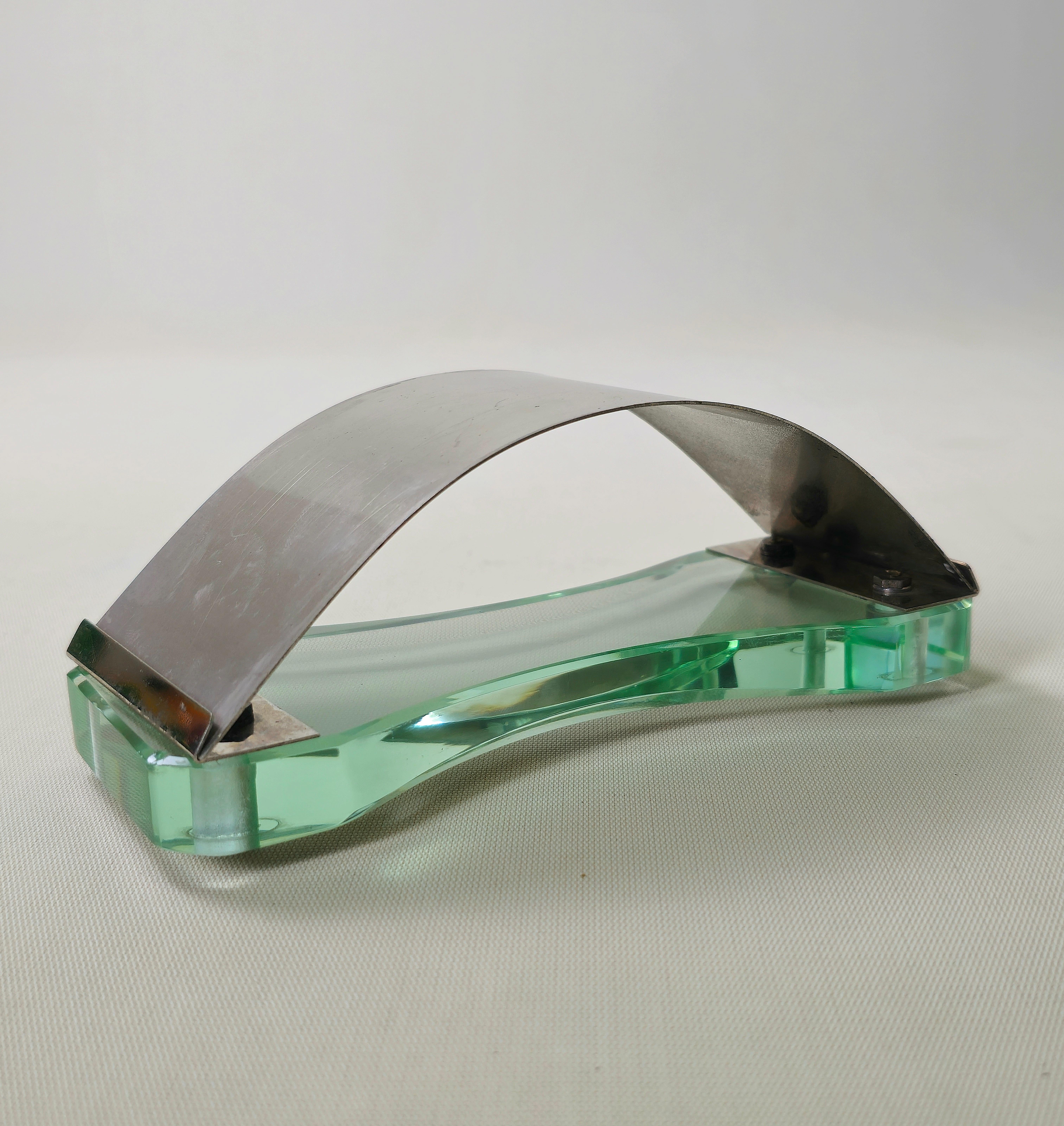 20th Century Fontana Arte Glass Italian Design 1950s Desk Sets of 3 For Sale