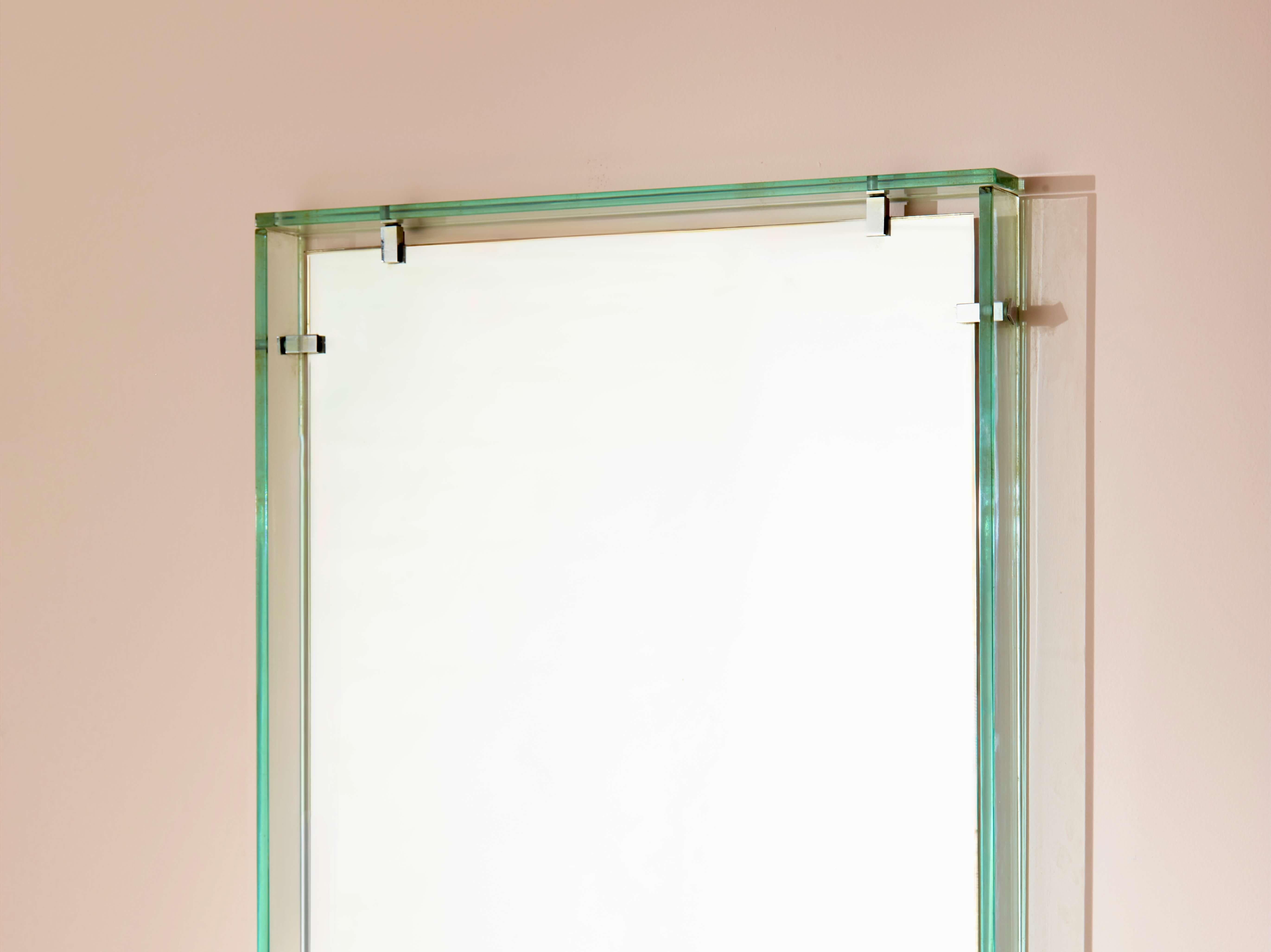 Espejo de cristal y estantería Fontana Arte modelo 2014, Italia, años 60 Moderno de mediados de siglo en venta