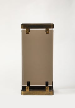 Fontana Arte Glass Umbrella Stand with Brass Frame, Italy, 1960