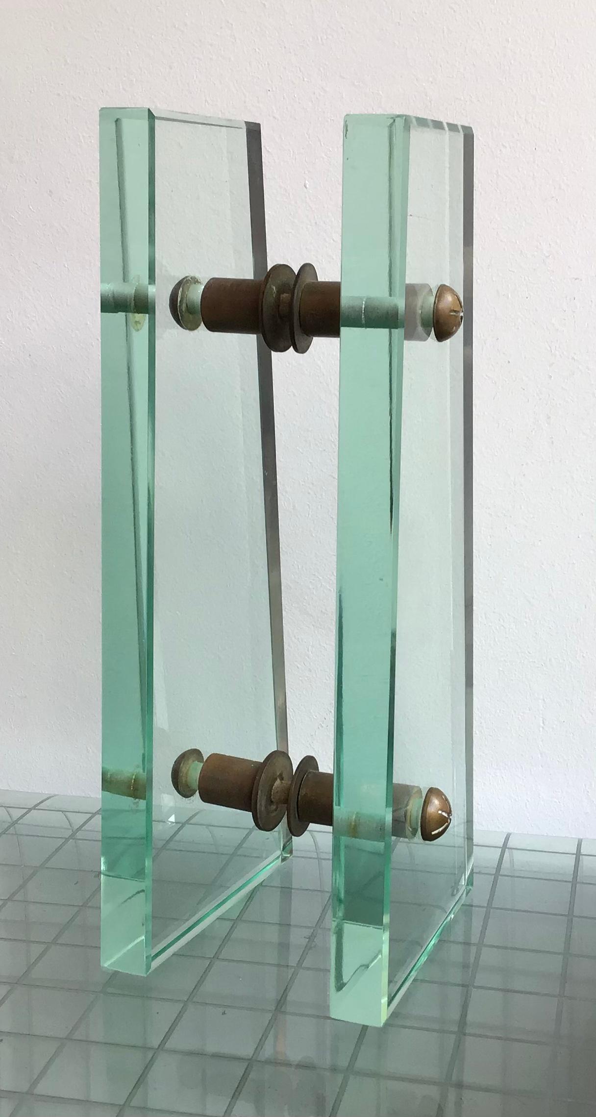 Italian Fontana Arte Handles Glass Brass, 1950, Italy For Sale