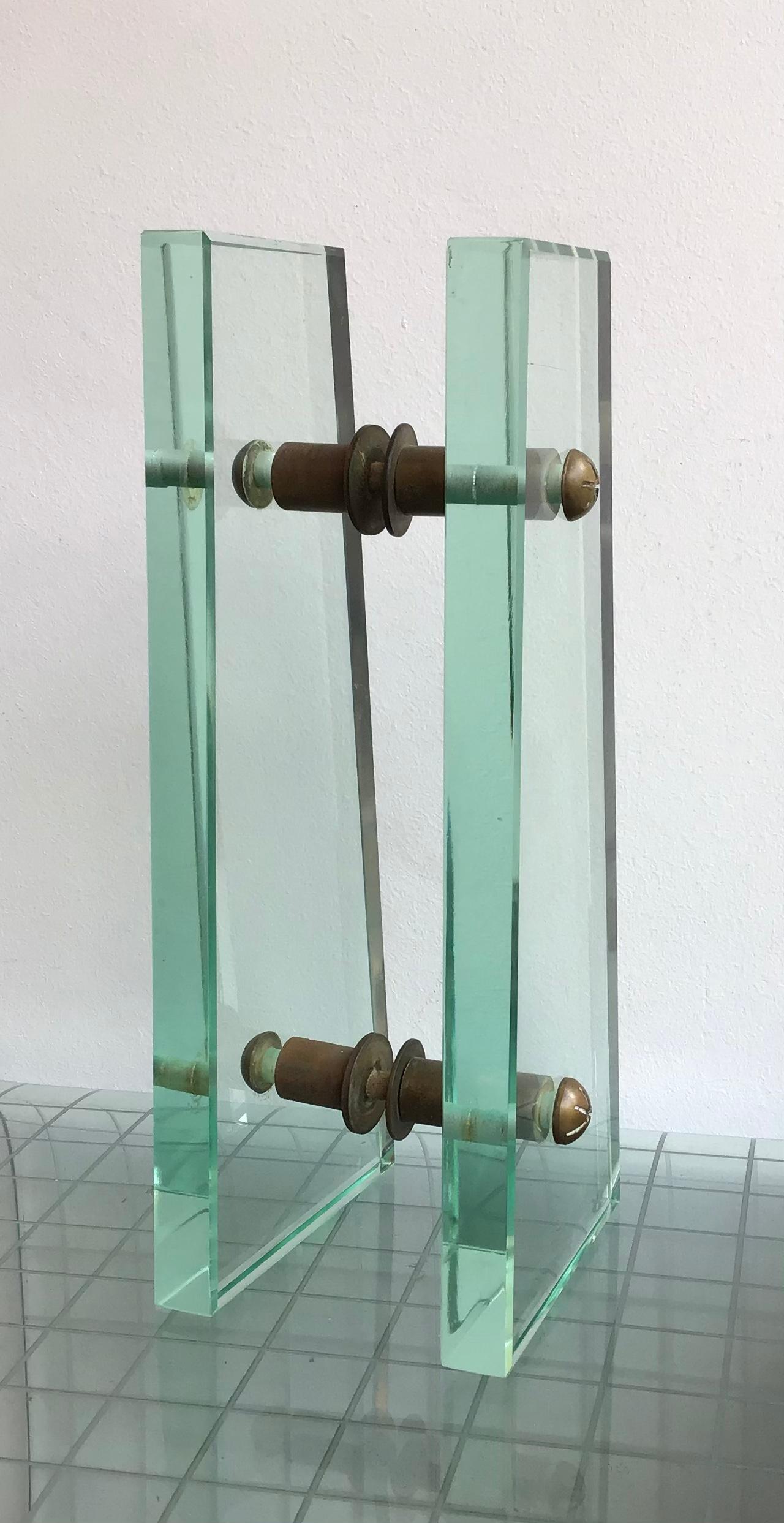 Fontana Arte Handles Glass Brass, 1950, Italy In Excellent Condition For Sale In Milano, IT