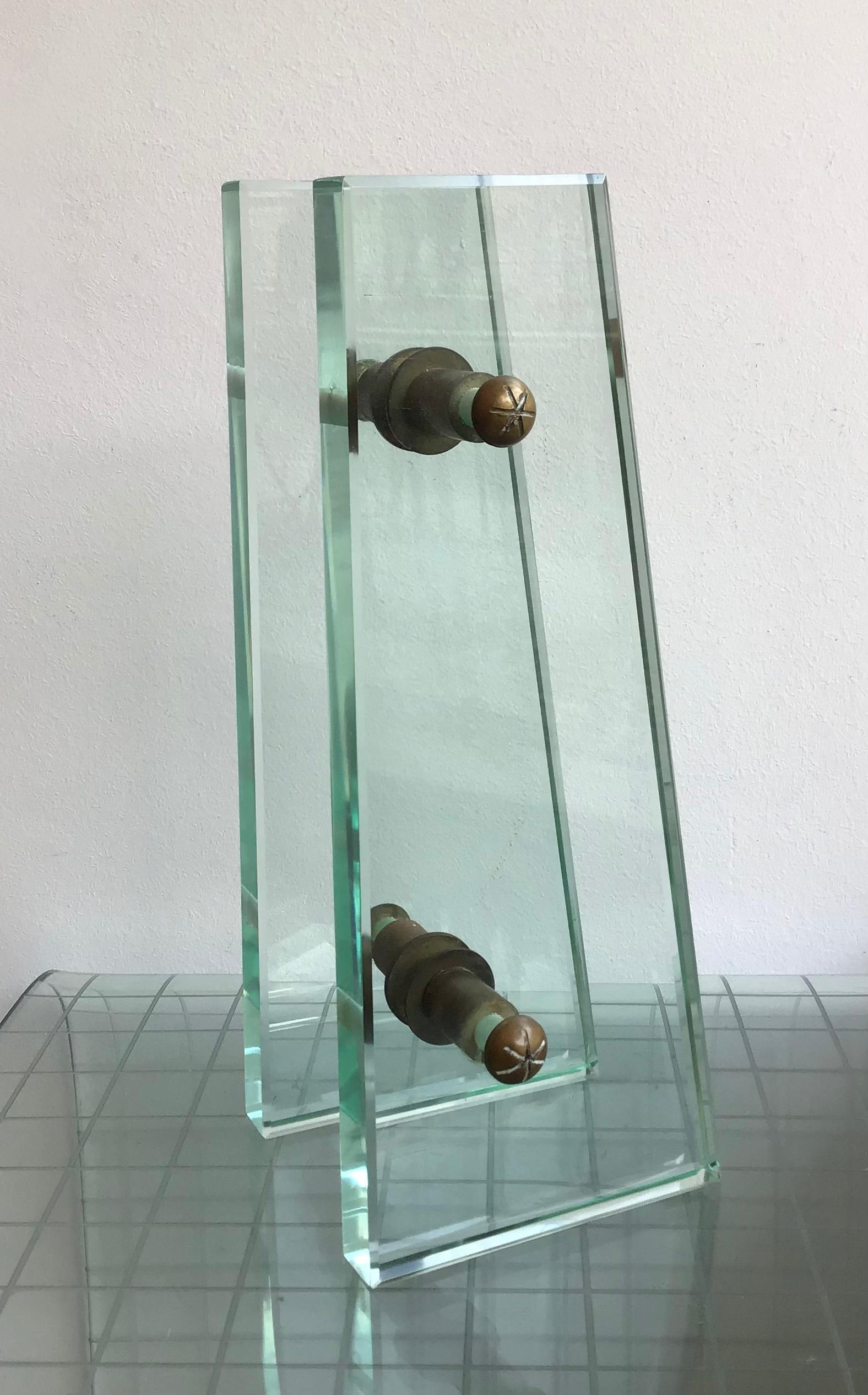 Fontana Arte Handles Glass Brass, 1950, Italy For Sale 2