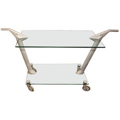 Fontana Arte Industrial Metal Handled Bar Cart