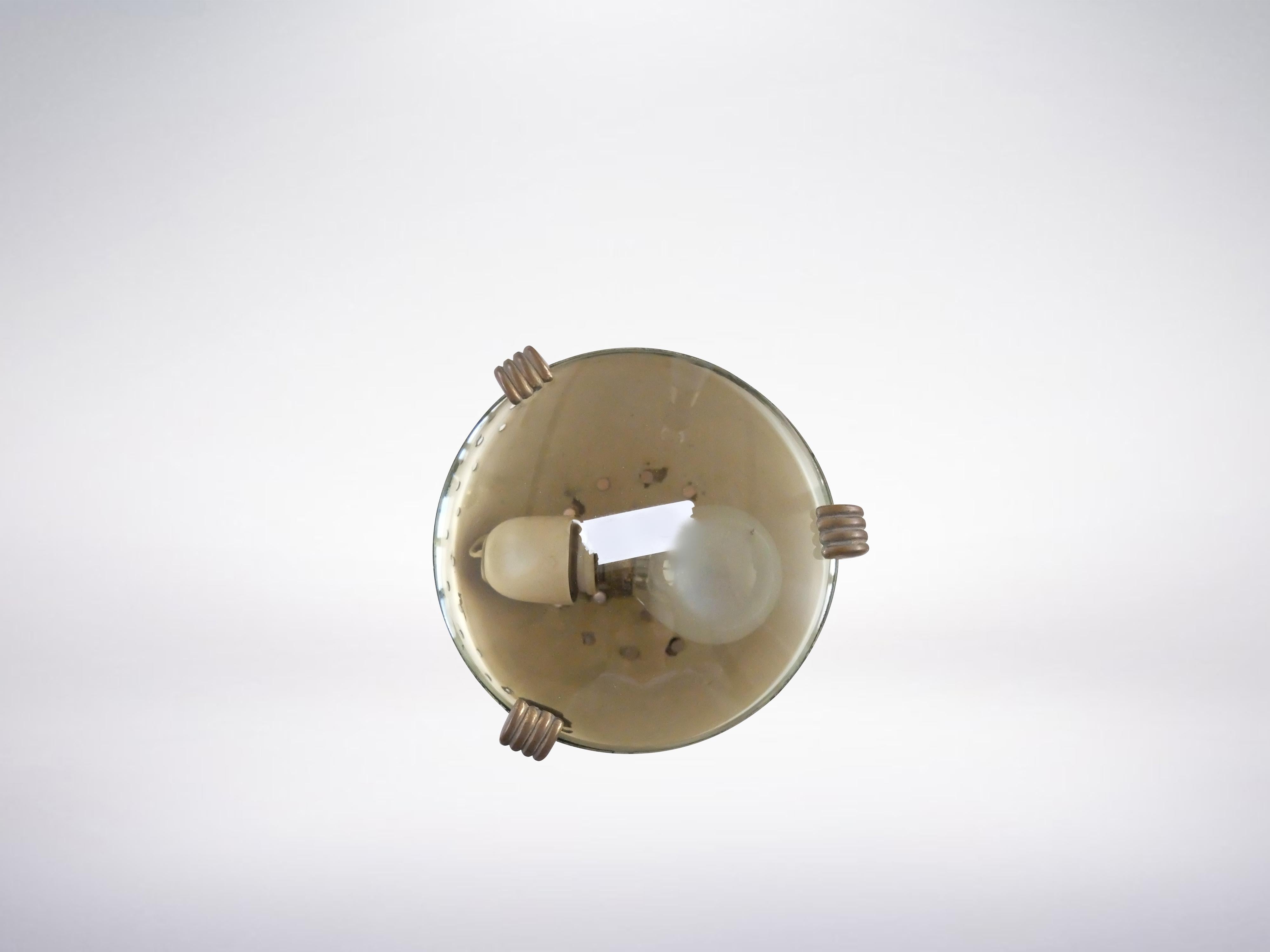 Patinated Fontana Arte, Italian Classic Goblet Brass Table Lamp, 1940s