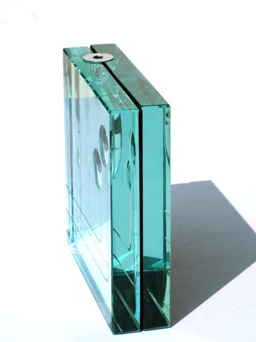 Mid-Century Modern Fontana Arte Italian Design, 1960s Mirrored Crystal Vase