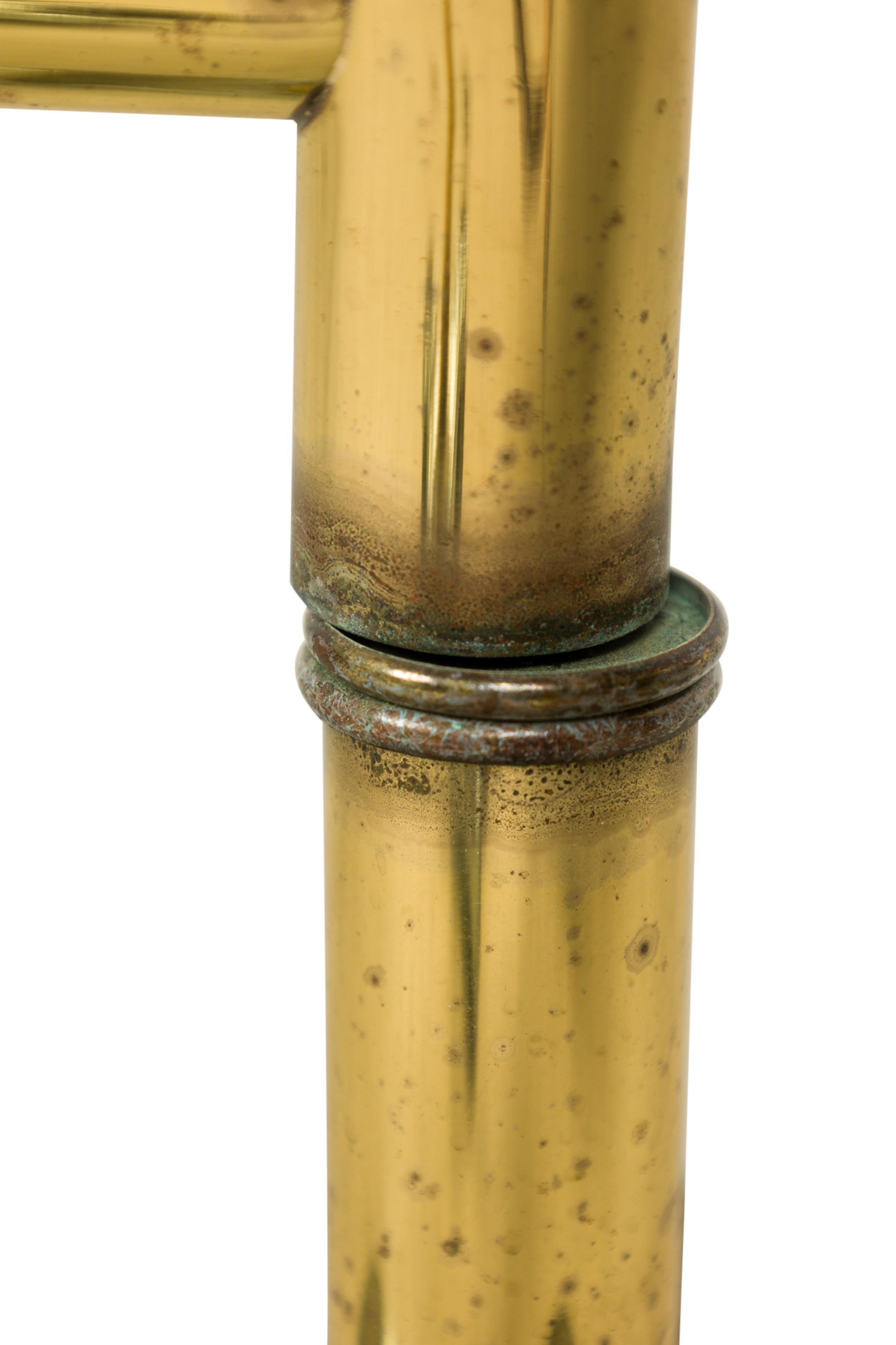 Fontana Arte Italienisch Mitte des Jahrhunderts Messing und Glas Low / Couchtisch (Bambus) im Angebot