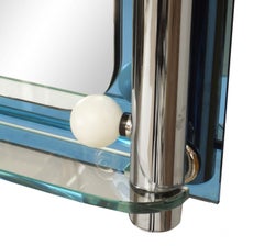 Fontana Arte Italian Mid-Century Lighted Blue Glass Wall Mirror (miroir mural en verre bleu éclairé)